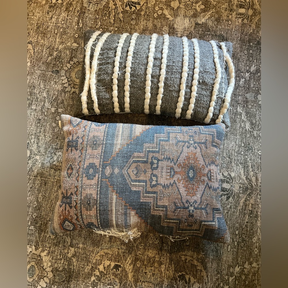 Arhaus Bohemian Decorative Pillow Set - Gray and Blue